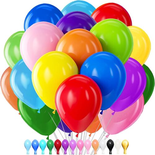 SJZG-Lot De 100 Ballons En Latex, 12 Pouces, Colorés Pour Fête, Mariage, Anniversaire, Baby Shower, Diplôme, Cérémonie - Décorations De Fête