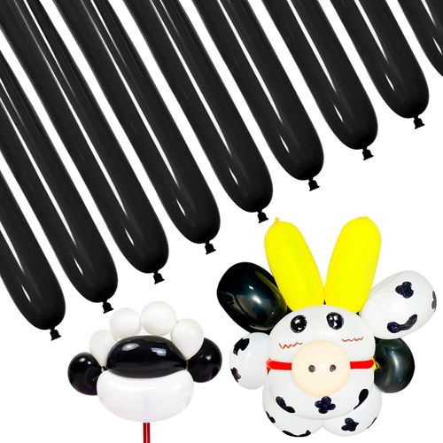 Lot De 100 Ballons Noirs Longs En Latex Épais Pour Modélisme Animal, Décorations De Fête D'halloween