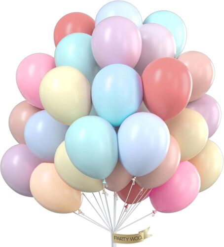SJZG-Ballons Pastel, 50 Pièces Ballons De Couleur Pastel De 12 Pouces, Ballons En Latex Mat, Ballons Pour Décorations D'Anniversaire, Décorations De Fête Prénatale, Décorations De Mariage