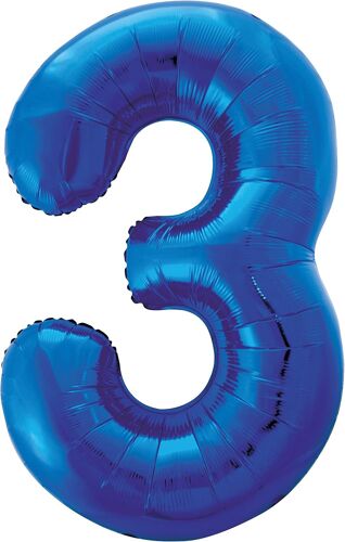 Sjzg-Party - 55743 - Ballon Géant - Numéro 3 - 86 Cm - Bleu