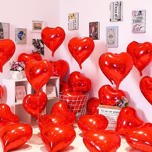 20 X Heart-Shaped Balloon Helium Heart Balloons For Birthday Engagement Wedding Valentine'S Day Baby Shower Decoration 46 Cm (Red)