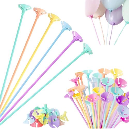 50 Pièces Tige Ballon Gonflable Porte Ballon Tiges De Support À Ballons Support Pour Balon En Plastique Tige Pour Ballons Réutilisable Pour Décoration De Mariage Anniversaire Fête