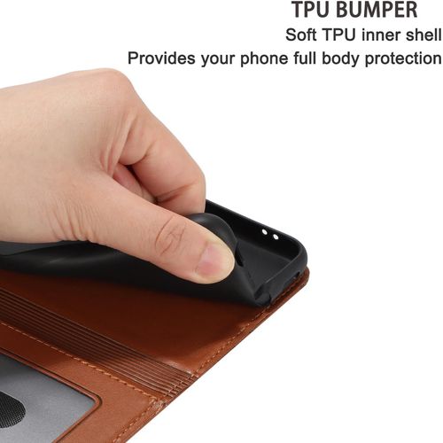 Coque Pour Samsung Galaxy A55 5g Étui De Protection [Etui À Rabat] [Pochette De Portefeuille] [Fermeture Magnétique] Housse Premium En Cuir Pu Portefeuille Samsung Galaxy A55 5g Marron