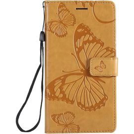 Kalanka-Coque Pour Galaxy J4 2018, Papillon Imprimé Pu En Cuir Coque Magnétique Portefeuille Tpu Étui Housse Pour Samsung Galaxy J4 2018 - Jaune