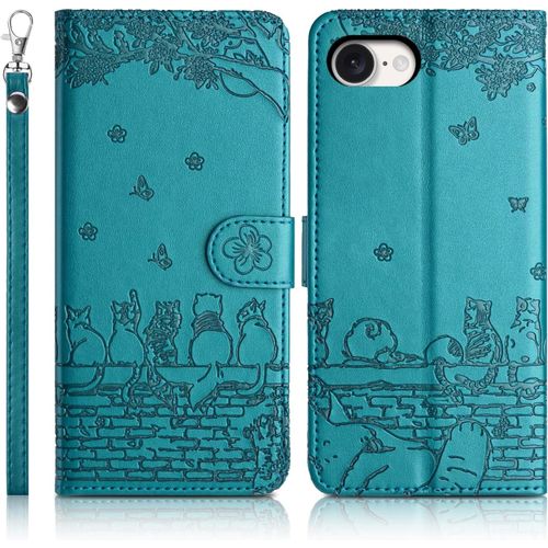 Kal-Coque Pour Iphone 16e 5g Étui De Protection [Etui À Rabat] [Pochette De Portefeuille] [Fermeture Magnétique] Housse Premium En Cuir Pu Portefeuille Pour Iphone 16e 5g Bleu