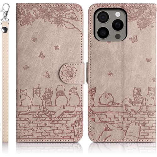 KAL-Coque Pour Iphone 16 Pro Max 5G Étui De Protection [Etui À Rabat] [Pochette De Portefeuille] [Fermeture Magnétique] Housse Premium En Cuir Pu Portefeuille Iphone 16 Pro Max 5G Gris