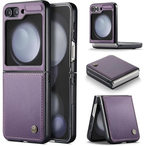 Sjzg-Coque Pour Samsung Galaxy Z Flip 5 Étui Portefeuille Wallet Cover En Cuir Pu Avec Cartes Magnétique Et Rfid Protection Antivol Folio Housse Samsung Z Flip 5 Case, Violet
