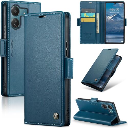 SJZG-Coque Pour Xiaomi Redmi 13C/Poco C65, Étui Housse En Rfid Protection Premium Pu Cuir Portefeuille Rabat Case Magnétique Stand Antichoc, Étui Case Pour Xiaomi Redmi 13C/Poco C65, Bleu