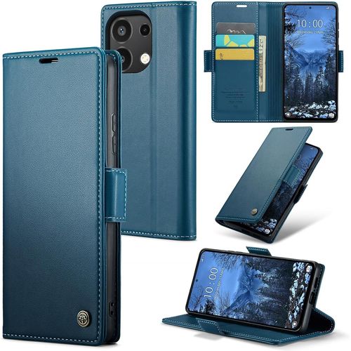Eryi-Coque Pour Xiaomi Redmi Note 13 4g (Pas Pour 5g), Étui Housse En Rfid Protection Premium Pu Cuir Portefeuille Rabat Case Magnétique Stand Antichoc,Étui Case Pour Xiaomi Redmi Note 13 4g, Bleu