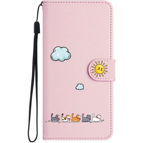 Kal-Coque Portefeuille Pour Samsung Galaxy S20 Ultra 5g (6,9""),Étui À Rabat Housse En Cuir,Chat Pochette Carte Magnétique De Protection Cover Case Antichoc Pour Samsung Galaxy S20 Ultra,Rose