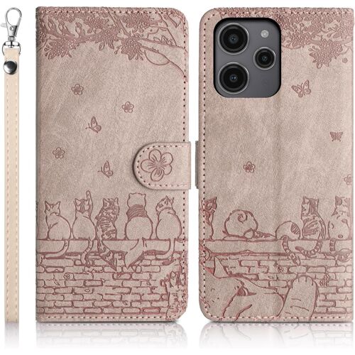 KAL-Coque Pour Xiaomi Redmi 12 4G Étui De Protection [Etui À Rabat] [Pochette De Portefeuille] [Fermeture Magnétique] Housse Premium En Cuir Pu Portefeuille Xiaomi Redmi 12 4G Gris