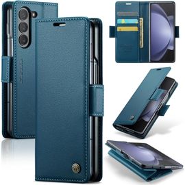Étui Portefeuille Slim Simili Cuir Pu Pour Samsung Galaxy Z Fold5 (7,6"") - Blocage Rfid, Coque Intérieure Rigide Anti-Chocs, 3 Fentes Cartes + Poche Billets, Béquille & Fermeture Magnétique