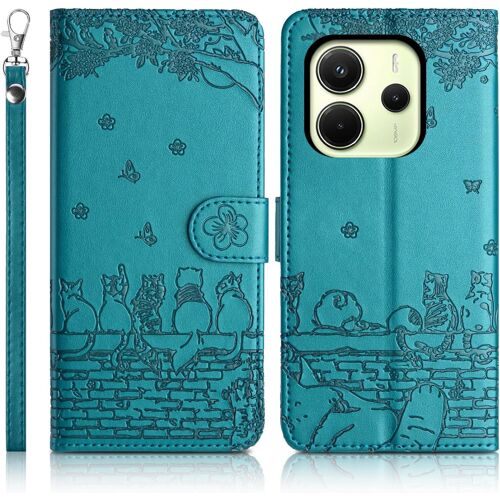 KAL-Coque Pour Xiaomi Redmi Note 14 4G Étui De Protection [Etui À Rabat] [Pochette De Portefeuille] [Fermeture Magnétique] Housse Premium En Cuir Pu Portefeuille Redmi Note 14 4G Bleu