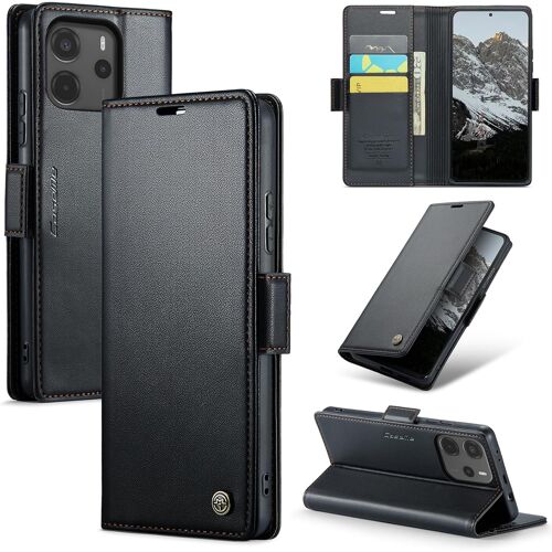 SJZG-Coque Pour Xiaomi Redmi Note 14 4G, Étui Housse En Rfid Protection Premium Pu Cuir Portefeuille Rabat Case Magnétique Stand Antichoc, Étui Case Pour Xiaomi Redmi Note 14 4G, Noir