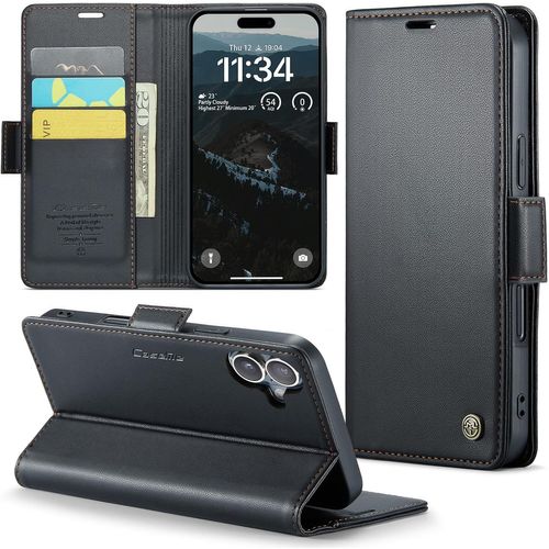 SJZG-Coque Pour Iphone 16 Étui Portefeuille Cover En Cuir Pu Wallet Avec Cartes Magnétique Et Rfid Protection Antivol Folio Housse Iphone 16 Case, Noir