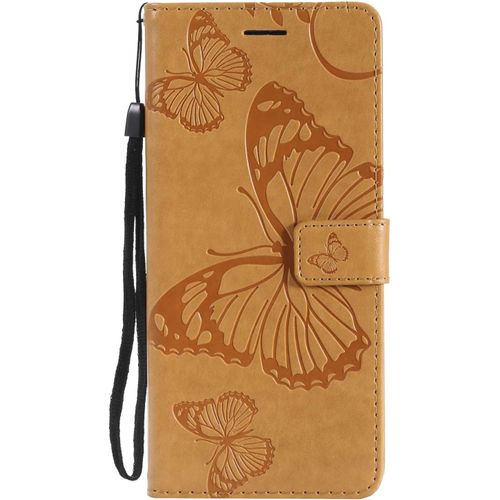Kal-Coque Pour Galaxy Note 8, Papillon Imprimé Pu En Cuir Coque Magnétique Portefeuille Tpu Étui Housse Pour Samsung Galaxy Note 8 - Jaune