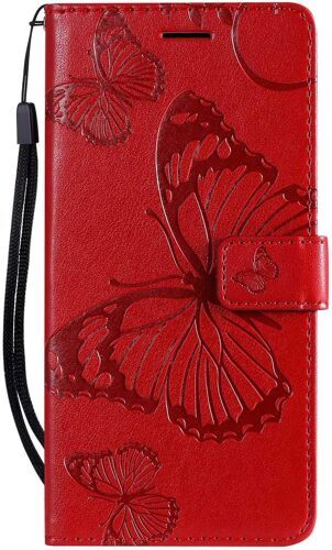 SJZG-Coque Pour Galaxy A50S / Galaxy A50 / Galaxy A30S, Papillon Imprimé Pu En Cuir Coque Magnétique Portefeuille Tpu Étui Housse Pour Samsung Galaxy A50S / Galaxy A50 / Galaxy A30S - Rouge
