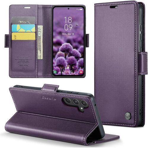 Coque Pour Samsung Galaxy A55 5G Étui Portefeuille Cover En Cuir Pu Wallet Avec Cartes Magnétique Et Rfid Protection Antivol Folio Housse Samsung Galaxy A55 5G Case, Violet