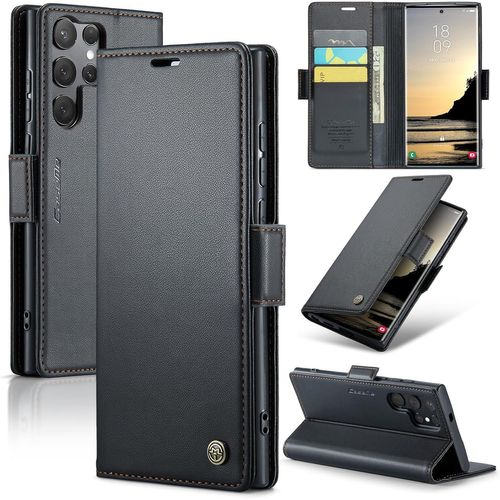 Maa-Coque Pour Samsung Galaxy S25 Ultra, Étui Housse En Rfid Protection Premium Pu Cuir Portefeuille Rabat Case Magnétique Stand Antichoc, Étui Case Pour Samsung Galaxy S25 Ultra, Noir