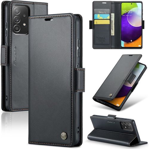 Kalanka-Coque Pour Samsung Galaxy A52 5g/4g, Étui Housse En Rfid Protection Premium Pu Cuir Portefeuille Rabat Case Magnétique Stand Antichoc, Étui Case Pour Samsung Galaxy A52 (5g/4g)/A52s 5g, Noir