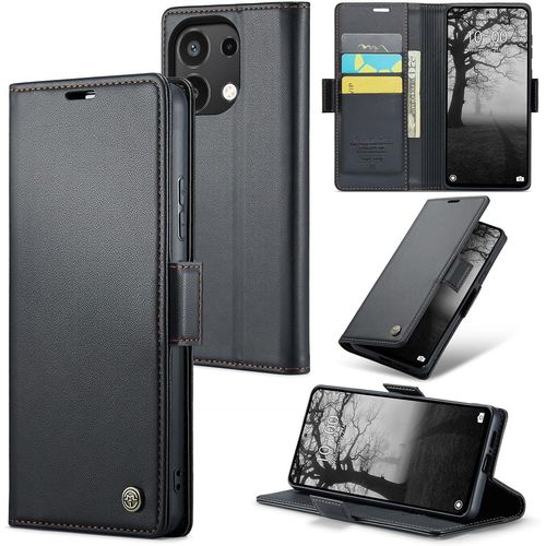 Eryi-Coque Pour Xiaomi Redmi Note 13 4g (Pas Pour 5g), Étui Housse En Rfid Protection Premium Pu Cuir Portefeuille Rabat Case Magnétique Stand Antichoc,Étui Case Pour Xiaomi Redmi Note 13 4g, Noir