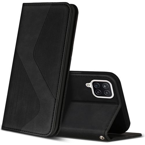 Sjzg-Coque Pour Samsung Galaxy A12, Premium Étui Housse En Cuir De Protection Avec [Emplacements Cartes] [Magnetique], Clapet Folio Portefeuille Pour Samsung Galaxy A12 (Noir)