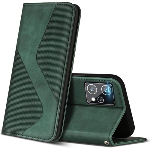 Coque Pour Realme 9 4g / Realme 9 Pro+ 5g, Premium Etui Housse En Cuir De Protection Avec [Emplacements Cartes], Clapet Folio Portefeuille Pour Realme 9 4g / Realme 9 Pro Plus 5g (Vert)