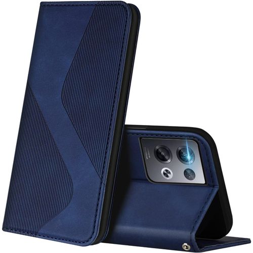 Coque Pour Oppo Reno 8 Pro 5g, Premium Etui Housse En Cuir De Protection Avec [Emplacements Cartes] [Magnetique], Clapet Folio Portefeuille Pour Oppo Reno 8 Pro 5g (Bleu)
