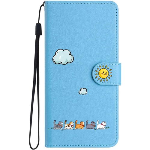Kal-Coque Portefeuille Pour Samsung Galaxy A24 4g (6,6""),Étui À Rabat Housse En Cuir,Chat Pochette Carte Magnétique De Protection Cover Case Antichoc Pour Samsung Galaxy A24 4g,Bleu