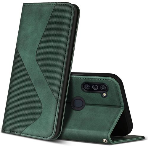 KAL-Coque Pour Samsung Galaxy M11 / Galaxy A11, Premium Étui Housse En Cuir De Protection Avec [Emplacements Cartes], Clapet Folio Portefeuille Pour Samsung Galaxy M11 / Galaxy A11 (Vert)