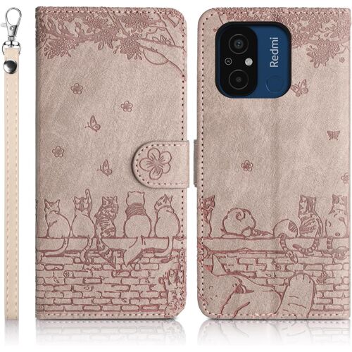 KAL-Coque Pour Xiaomi Redmi 12C Étui De Protection [Etui À Rabat] [Pochette De Portefeuille] [Fermeture Magnétique] Housse Premium En Cuir Pu Portefeuille Xiaomi Redmi 12C Gris
