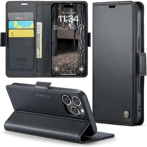 Sjzg-Coque Pour Iphone 16 Pro Max Étui Portefeuille Cover En Cuir Pu Wallet Avec Cartes Magnétique Et Rfid Protection Antivol Folio Housse Iphone 16 Pro Max Case, Noir