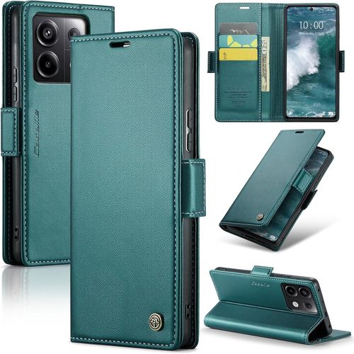 Eryi-Coque Pour Xiaomi Redmi Note 13 Pro 5g (Pas Pour 4g)/Poco X6 5g, Étui Housse En Rfid Protection Pu Cuir Portefeuille Rabat Case Stand, Étui Case Pour Redmi Note 13 Pro 5g/Poco X6 5g,Bleu Vert