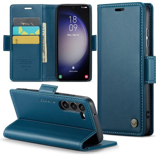SJZG-Coque Pour Samsung Galaxy S23 Plus, Étui Housse En Rfid Protection Premium Pu Cuir Portefeuille Rabat Case Magnétique Stand Antichoc, Étui Case Pour Samsung Galaxy S23 Plus, Bleu