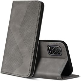 Kal-Coque Pour Xiaomi Mi 10 Lite 5g, Premium Étui Housse En Cuir De Protection Avec [Emplacements Cartes] [Magnetique], Clapet Folio Portefeuille Pour Xiaomi Mi 10 Lite 5g (Gris)