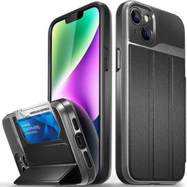 Ayu-Vcommute Etui Coque Pour Apple Iphone 15 Plus/Iphone 14 Plus (6.7""-Inch), (Military Grade, Emplacements Cartes) Housse Étui Pochette Portefeuille En Cuir Avec Stand - Gris (Gris)