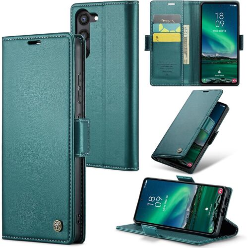 SJZG-Coque Pour Samsung Galaxy S24 Plus, Étui Housse En Rfid Protection Premium Pu Cuir Portefeuille Rabat Case Magnétique Stand Antichoc, Étui Case Pour Samsung Galaxy S24 Plus, Bleu Vert