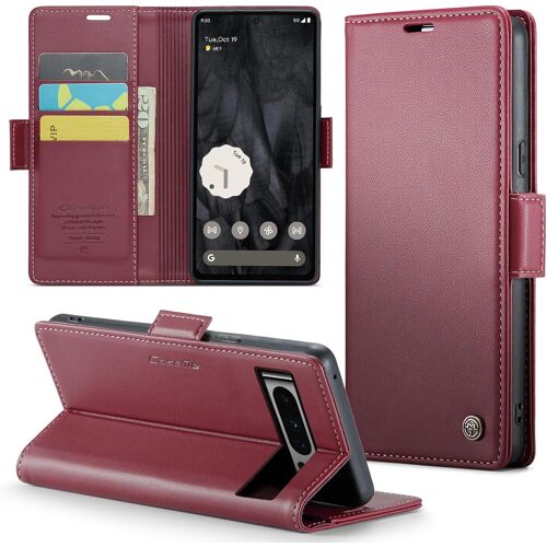 SJZG-Coque Pour Google Pixel 8 Pro, Étui Housse En Rfid Protection Premium Pu Cuir Portefeuille Rabat Case Magnétique Stand Antichoc, Étui Case Pour Google 8 Pro, Rouge