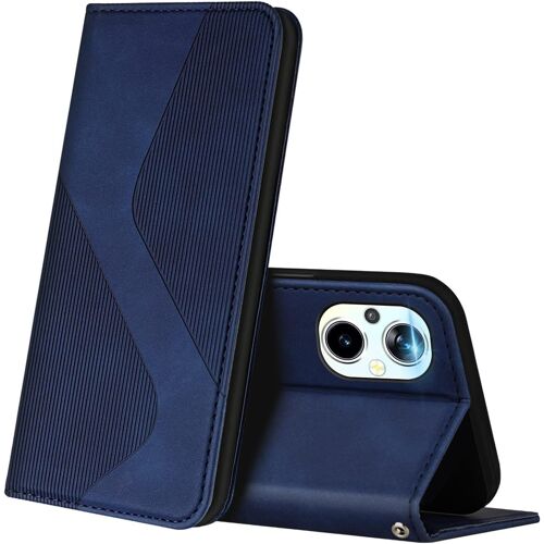 SJZG-Coque Pour Oppo Reno 8 Lite 5G, Premium Étui Housse En Cuir De Protection Avec [Emplacements Cartes] [Magnetique], Clapet Folio Portefeuille Pour Oppo Reno 8 Lite 5G (Bleu)