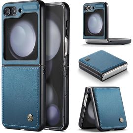 Kal-Coque Pour Samsung Galaxy Z Flip 5 Étui Portefeuille Wallet Cover En Cuir Pu Avec Cartes Magnétique Et Rfid Protection Antivol Folio Housse Samsung Z Flip 5 Case, Bleu