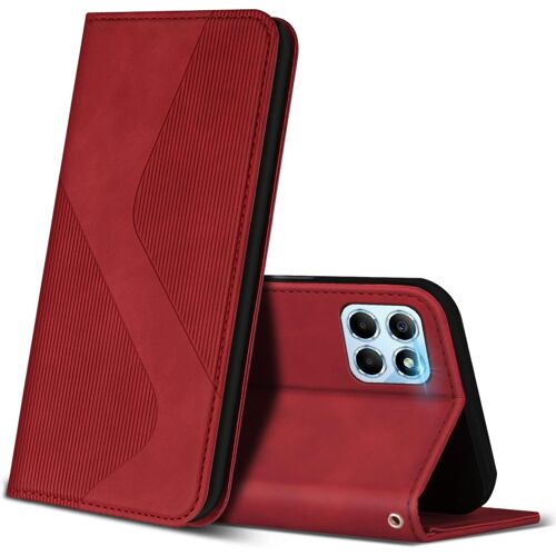KAL-Coque Pour Honor 70 Lite/Honor X6 /Honor X8 5G, Premium Étui Housse En Cuir De Protection Avec [Emplacements Cartes], Clapet Folio Portefeuille Pour Honor 70 Lite / X6 / X8 5G (Rouge)