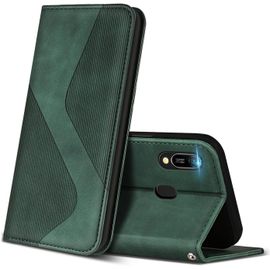 KAL-Coque Pour Huawei Y6 2019, Premium Étui Housse En Cuir De Protection Avec [Emplacements Cartes] [Magnetique], Clapet Folio Portefeuille Pour Huawei Y6 2019 (Vert)