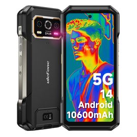 Ulefone Armor 27T Pro 5G Téléphone Portable Incassable, Caméra Thermique, 24Go+256Go Noir