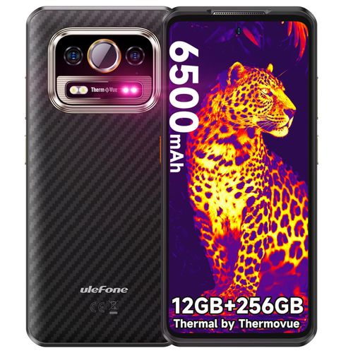 Ulefone Armor 25T 4G Téléphone Portable Incassable, Caméra Thermique, 12Go+256Go Noir