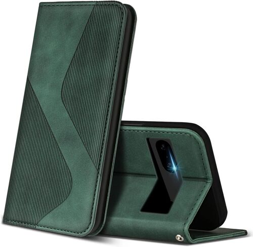 SJZG-Coque Pour Google Pixel 7, Premium Étui Housse En Cuir De Protection Avec [Emplacements Cartes] [Magnetique], Clapet Folio Portefeuille Pour Google Pixel 7 (Vert)