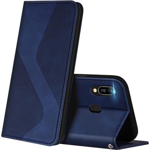 Kal-Coque Pour Huawei Y6 2019, Premium Étui Housse En Cuir De Protection Avec [Emplacements Cartes] [Magnetique], Clapet Folio Portefeuille Pour Huawei Y6 2019 (Bleu)