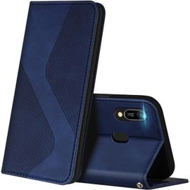 Coque Pour Huawei Y6 2019, Premium Étui Housse En Cuir De Protection Avec [Emplacements Cartes] [Magnetique], Clapet Folio Portefeuille Pour Huawei Y6 2019 (Bleu)