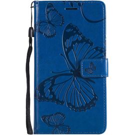 Kalanka-Coque Pour Galaxy J4 2018, Papillon Imprimé Pu En Cuir Coque Magnétique Portefeuille Tpu Étui Housse Pour Samsung Galaxy J4 2018 - Bleu