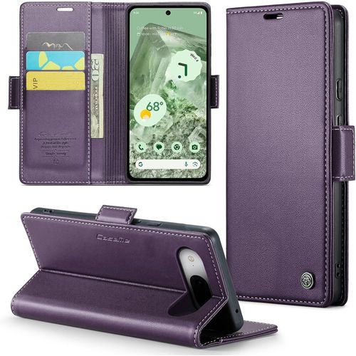 Kal-Coque Pour Google Pixel 8a, Étui Housse En Rfid Protection Premium Pu Cuir Portefeuille Rabat Case Magnétique Stand Antichoc, Étui Case Pour Google 8a, Violet