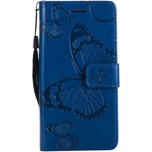 Coque pour Galaxy A3 2017, Papillon Imprimé PU en Cuir Coque Magnétique Portefeuille TPU Étui Housse pour Samsung Galaxy A3 2017 - Bleu